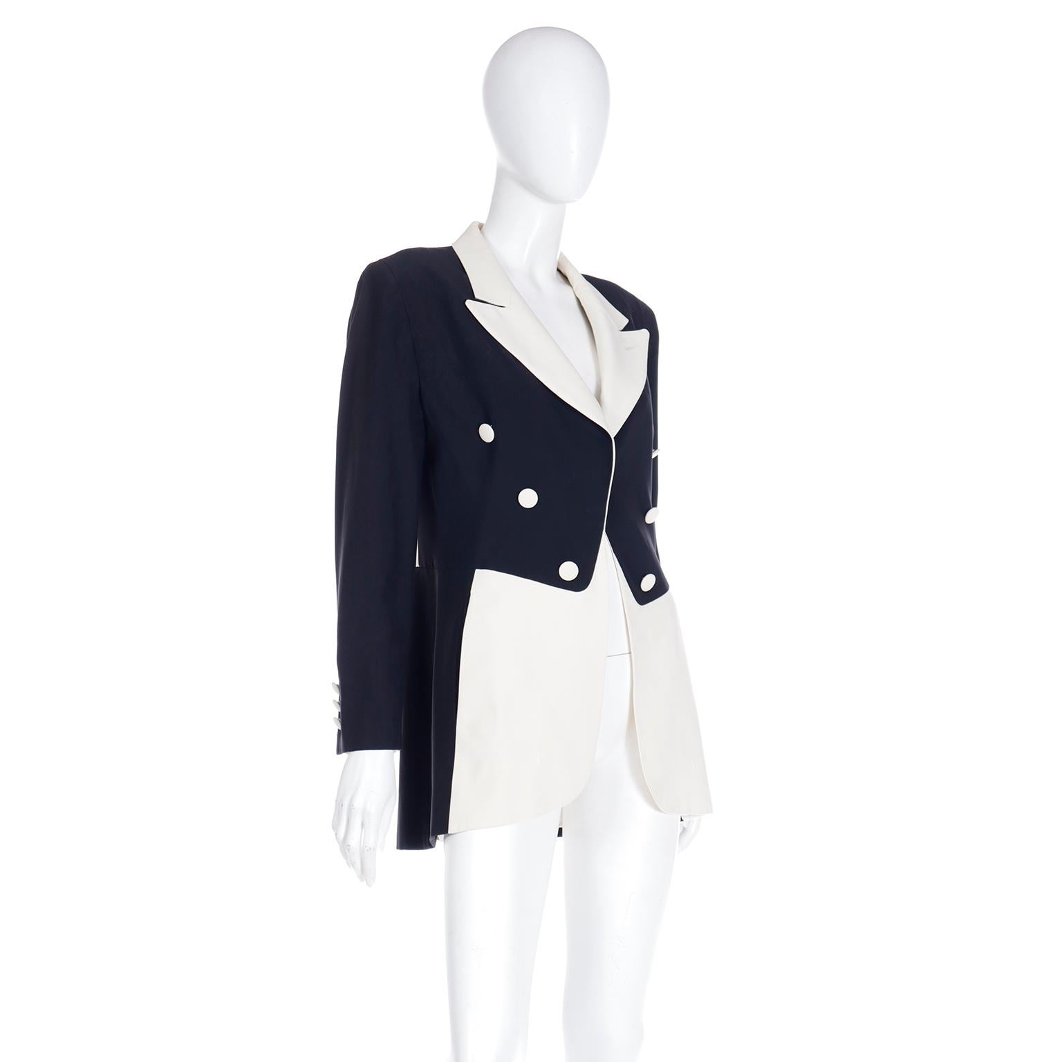 Moschino Couture Vintage Schwarze & elfenbeinfarbene Smoking-Jacke im Smoking-Stil im Angebot 6