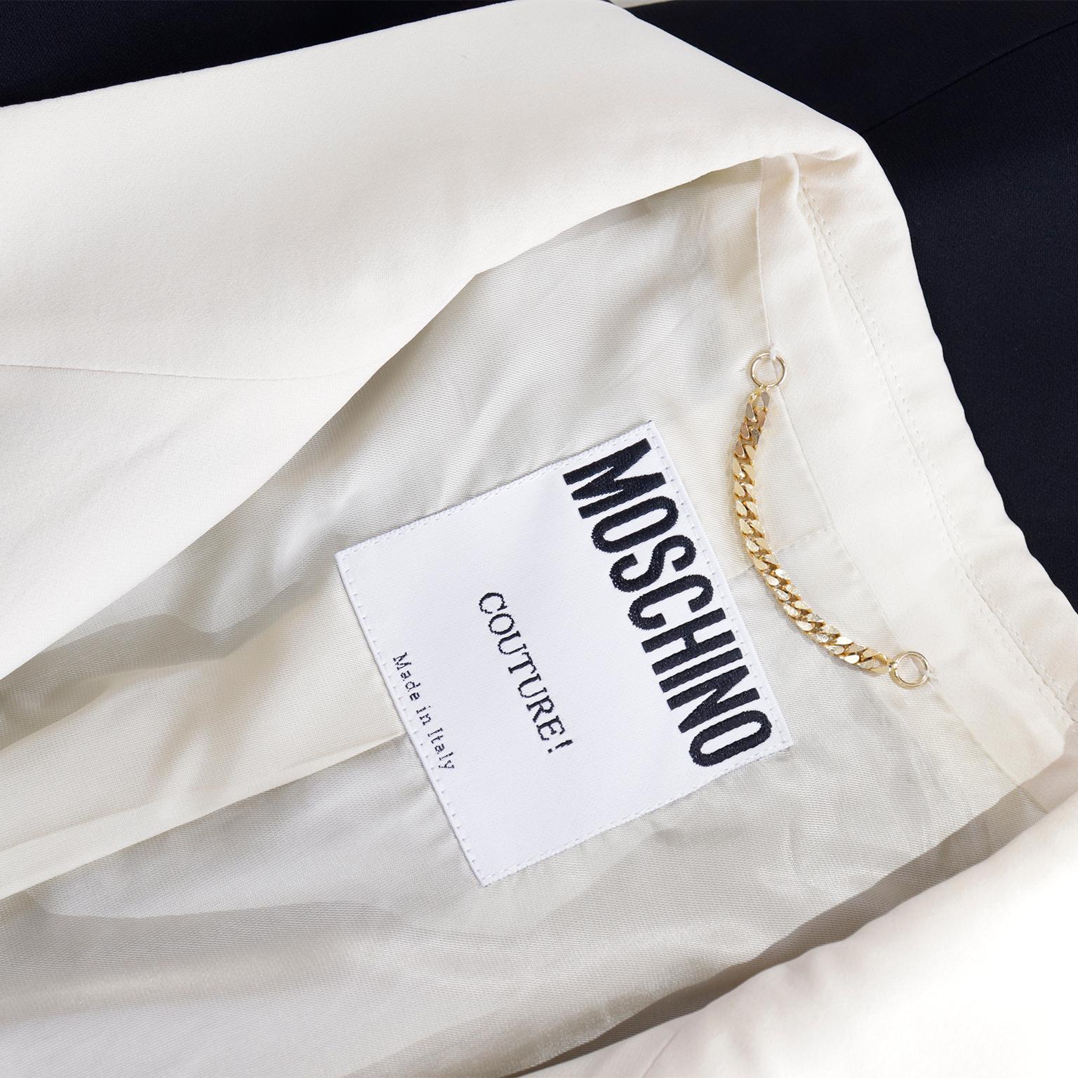 Moschino Couture Vintage Schwarze & elfenbeinfarbene Smoking-Jacke im Smoking-Stil im Angebot 7