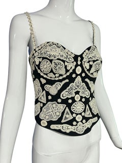 Moschino Couture Vintage Black & White Crochet Bustier Top