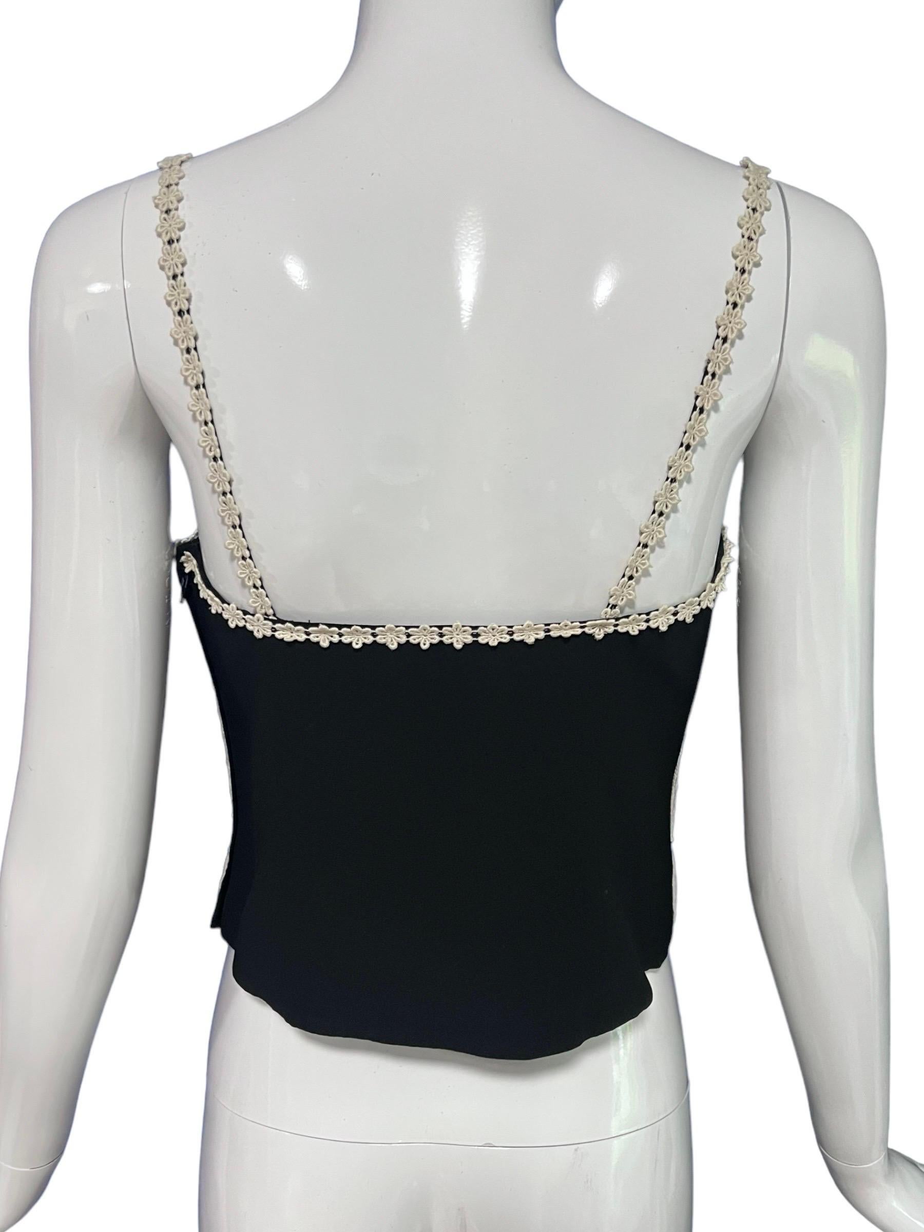 Top Moschino Couture Vintage de ganchillo blanco y negro en venta 1