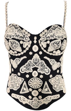 Moschino Couture Vintage Black & White Crochet Bustier Top