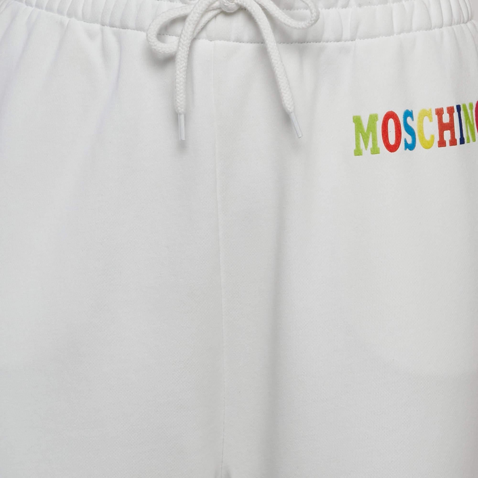 De las mujeres Moschino Couture Joggers de punto de algodón con logotipo blanco S en venta