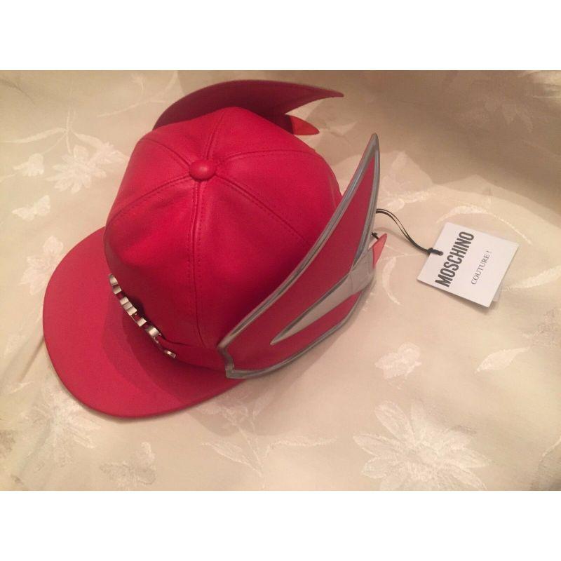 Moschino Couture x Jeremy Scott Cadillac Snapback Red Leather Hat Cap Rare! In New Condition In Palm Springs, CA