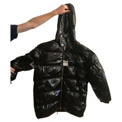 Moschino Couture x Jeremy Scott Spongebob Chocolate Brown Logo Long Down Coat