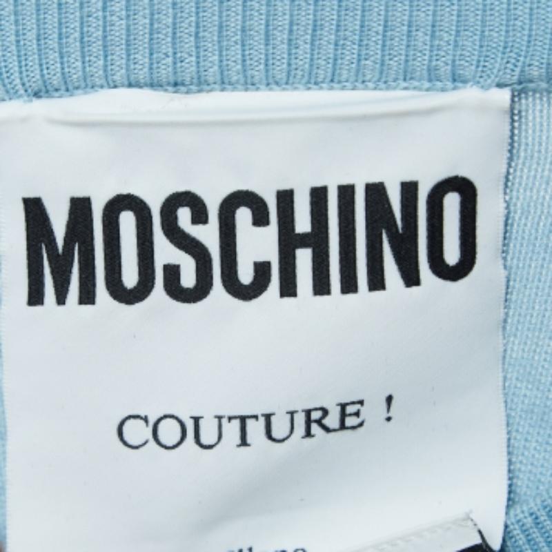 Moschino Couture X My Little Pony Blue Logo Intarsia Knit Sweater M. Pour femmes en vente