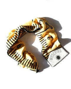 Moschino Couture yellow black long cashmere wool tape measure ruler scarf
