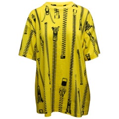 Moschino Couture Yellow & Black Zipper Print T-Shirt