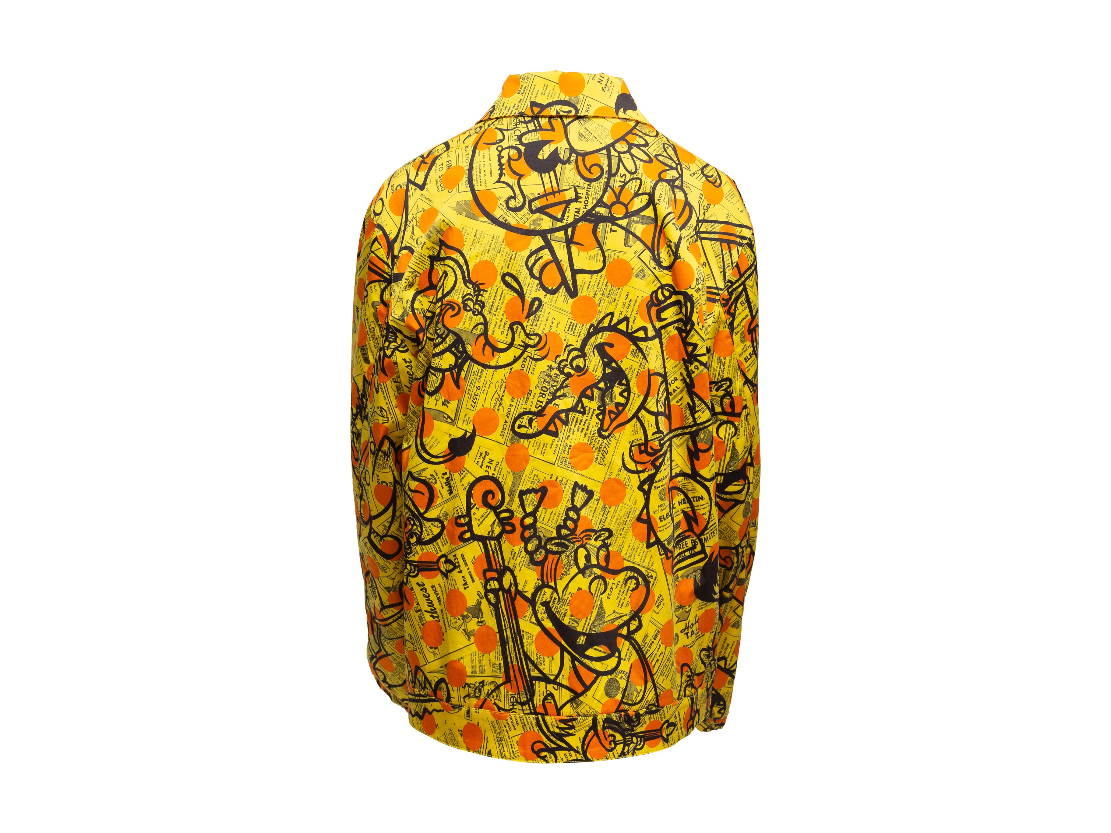 Women's Moschino Couture Yellow & Multicolor Newspaper Print Jacket
