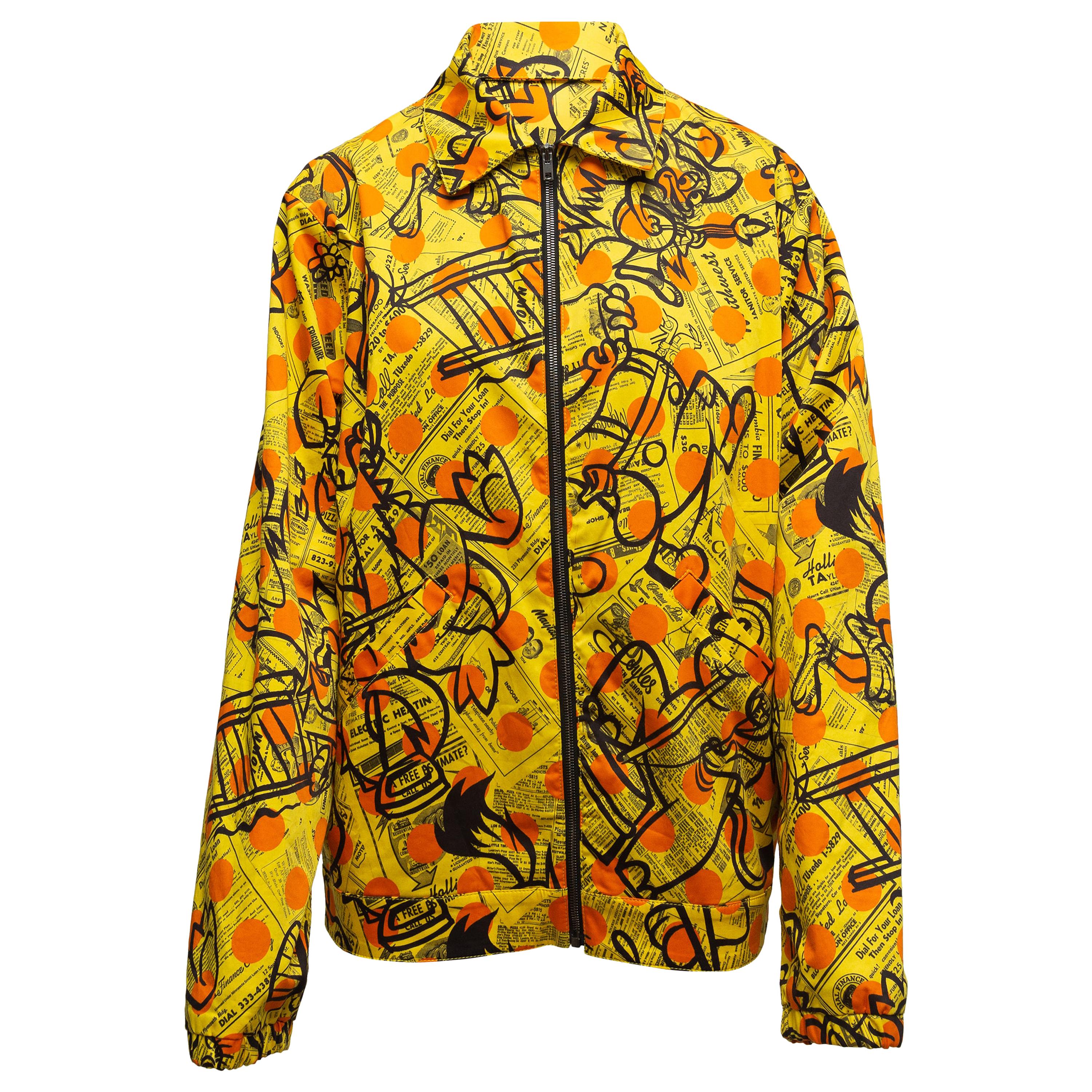 Moschino Couture Yellow and Multicolor Newspaper Print Jacket For Sale ...