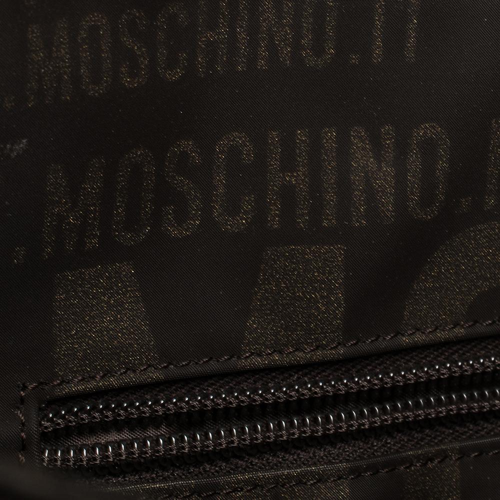 Moschino Dark Brown Signature Nylon Shopper Tote 5