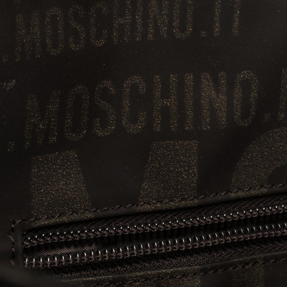 Moschino Dark Brown Signature Nylon Shopper Tote 3