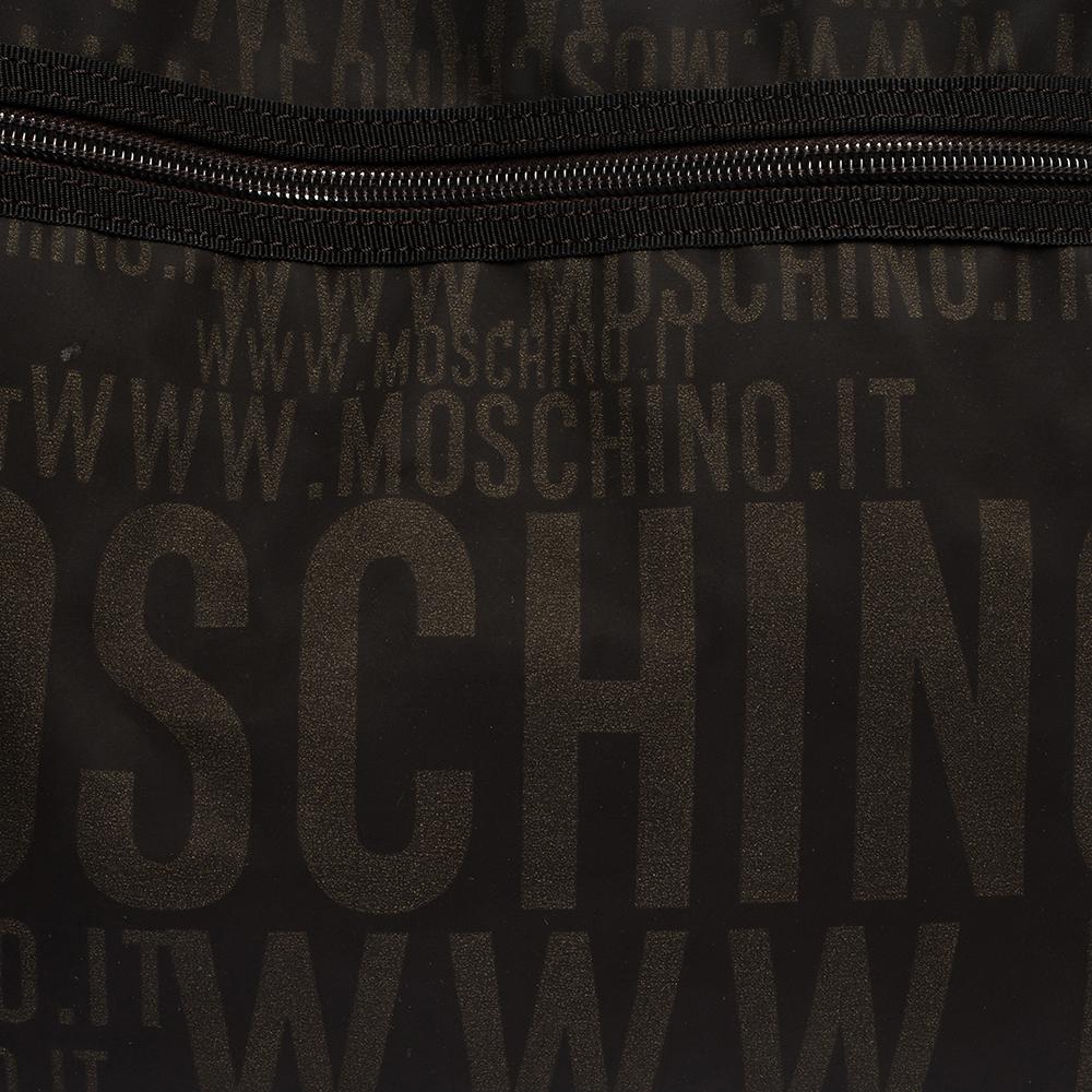 Moschino Dark Brown Signature Nylon Shopper Tote 1