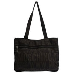 Moschino Dark Brown Signature Nylon Shopper Tote