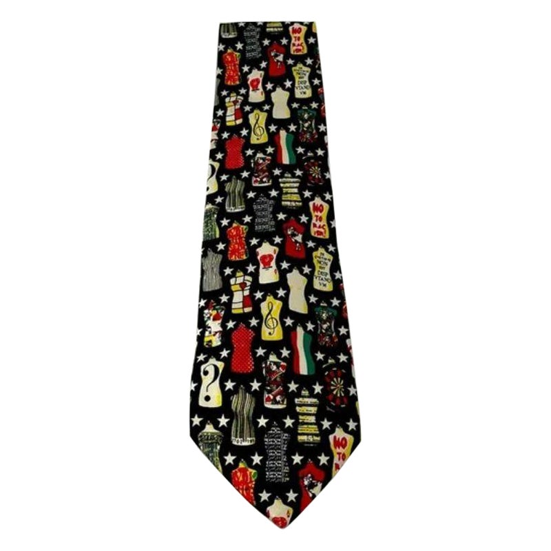 Moschino Dress Forms Silk Men's Tie Vintage For Sale
