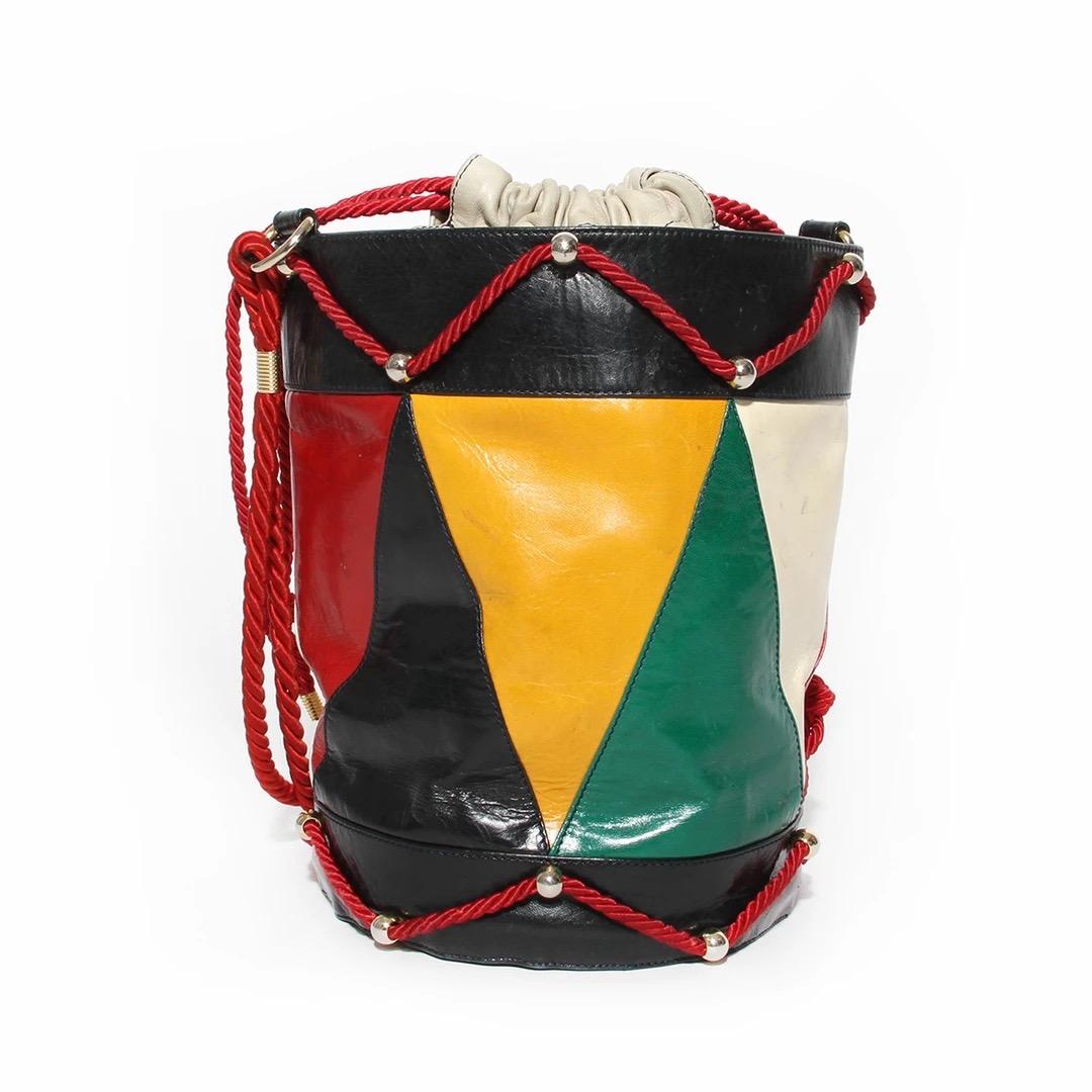 Red Moschino Drum Bucket Bag