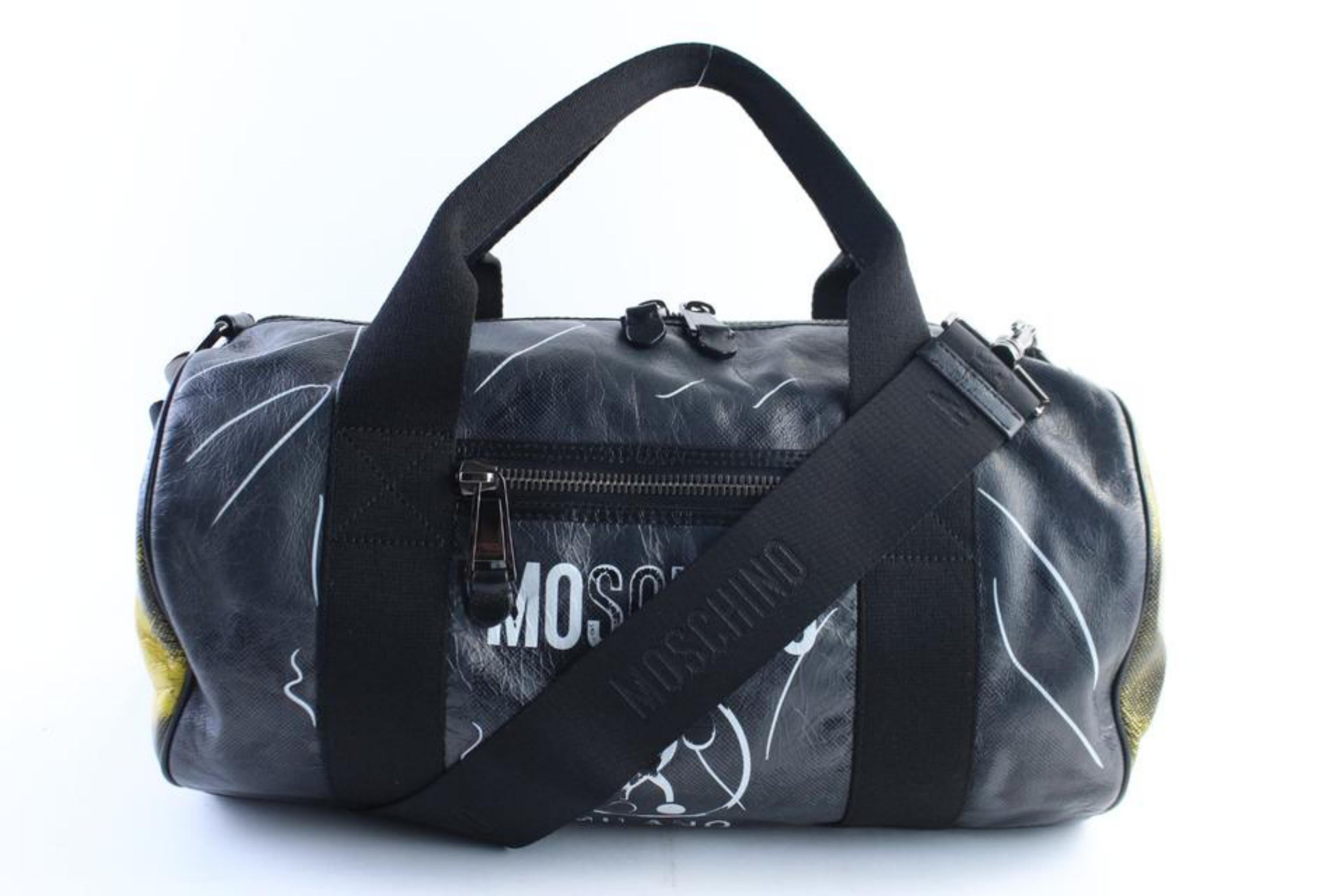 Moschino Duffle Boston 2way 21mr0613 Lead Calfskin Weekend/Travel Bag For Sale 4
