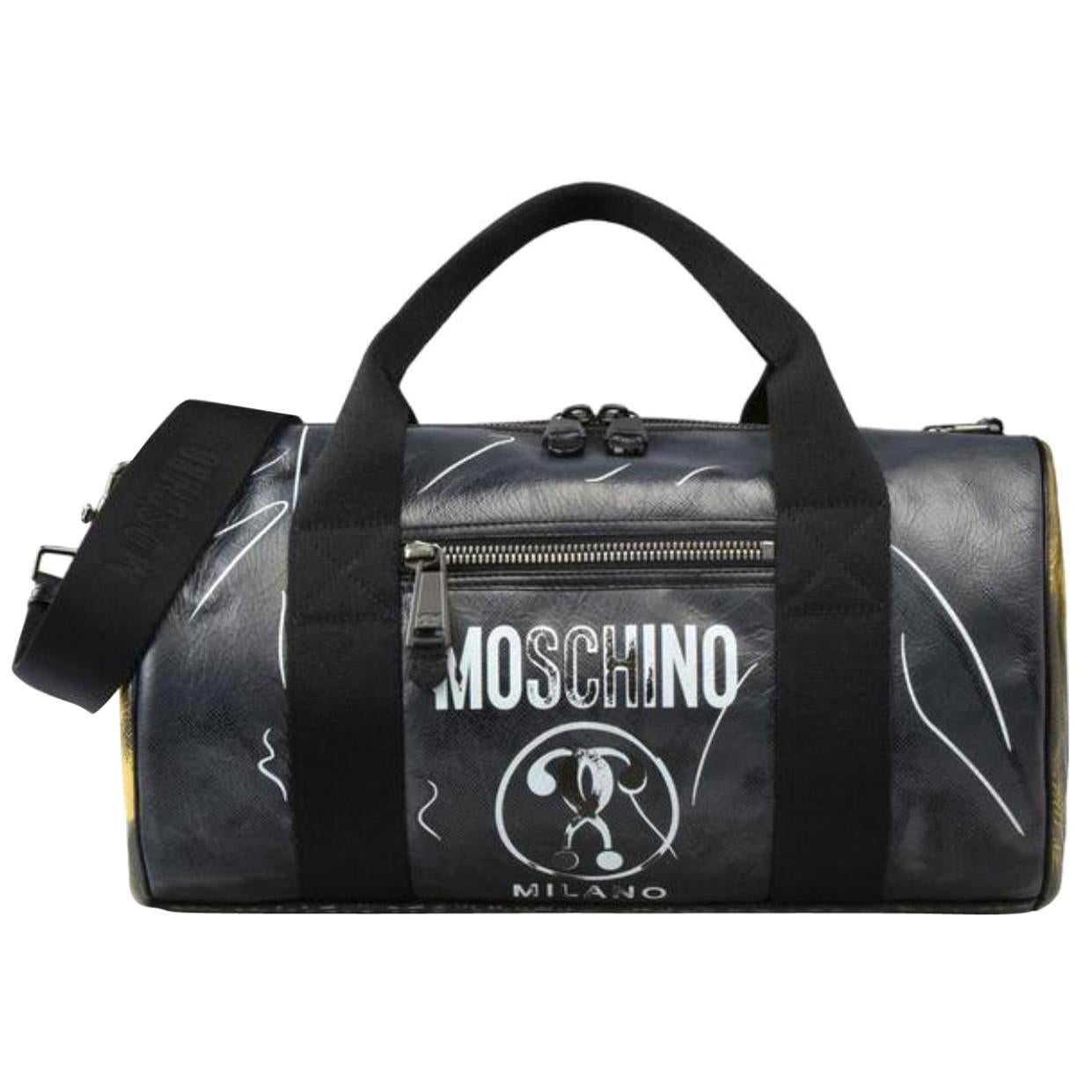 Moschino Duffle Boston 2way 21mr0613 Lead Calfskin Weekend/Travel Bag For Sale