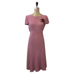Vintage Moschino Dusty Pink Crepe 1940s Style Dress