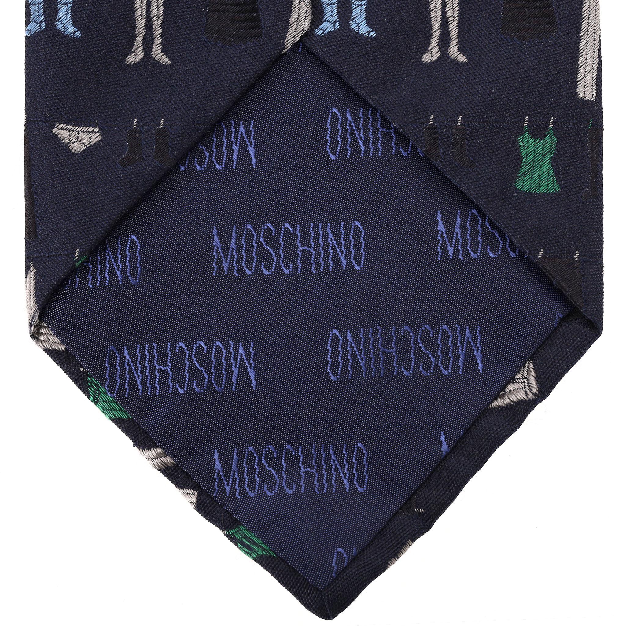 Uomo Cravatta in seta ricamata Moschino in vendita