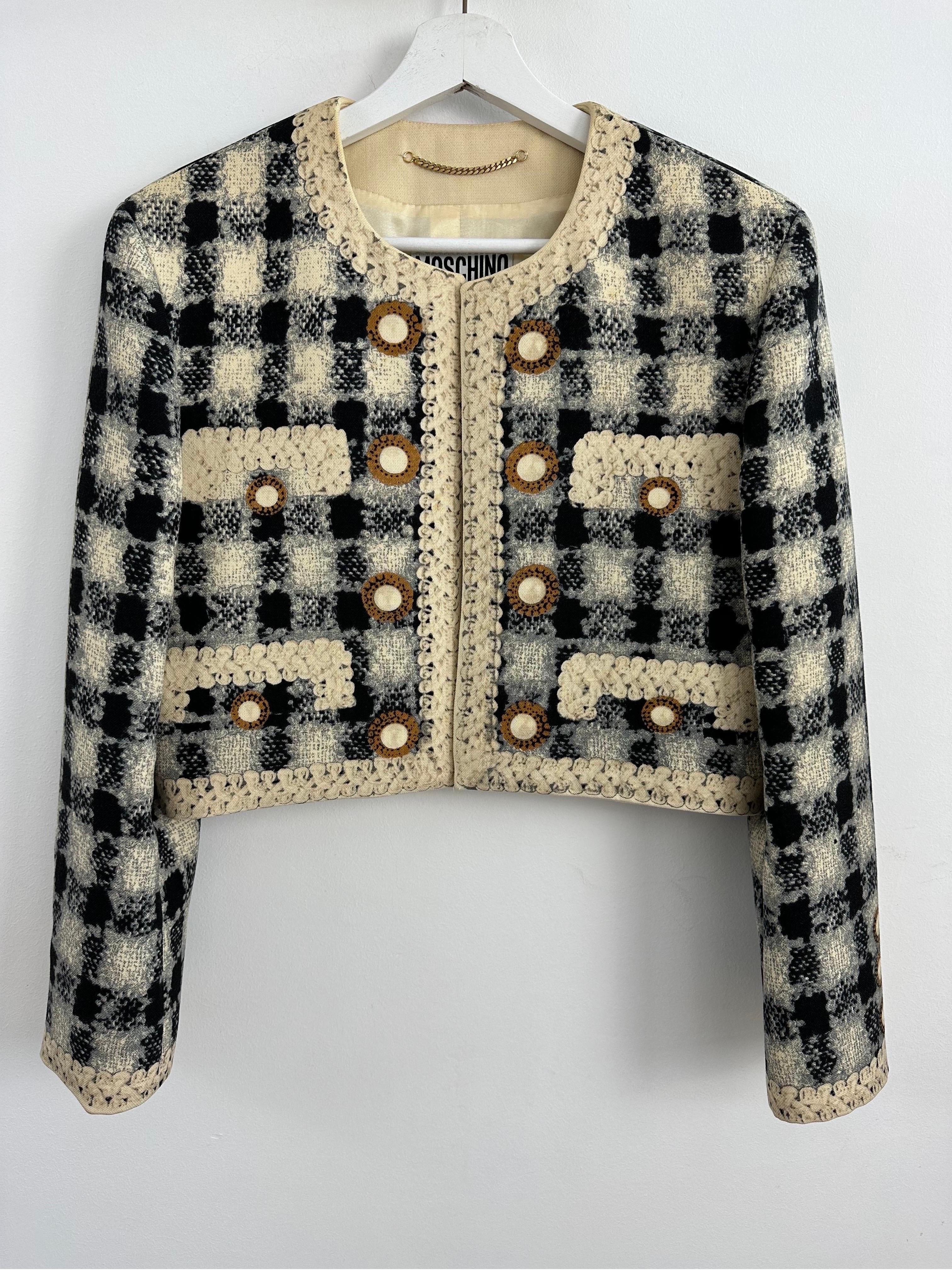 Moschino F/W 1992 Tweed Printed Jacket In Good Condition For Sale In L'ESCALA, ES