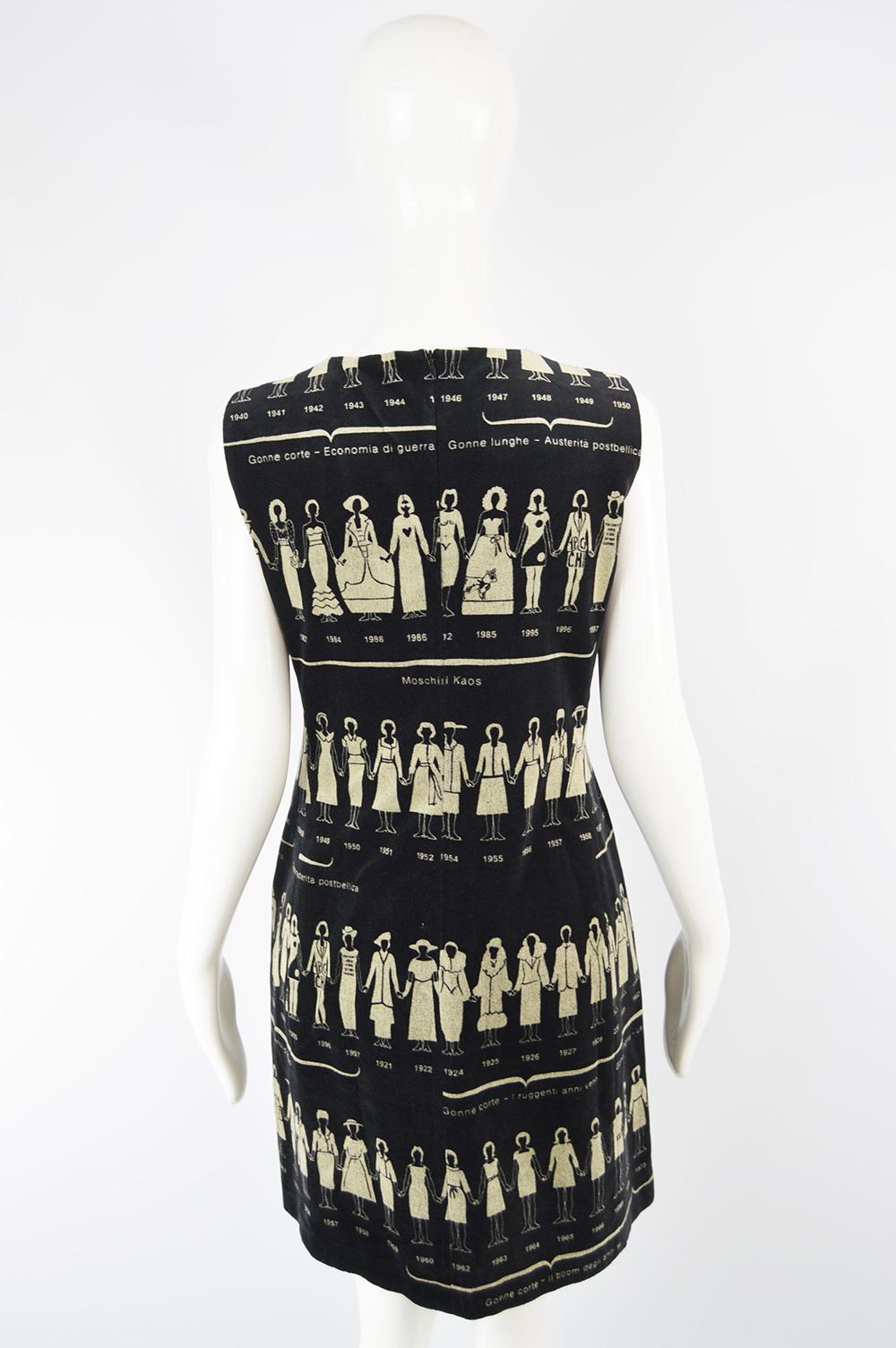 Moschino Fashion History 'Anni Di Kaos' Iconic Print Velvet Shift Dress, c. 1997 1