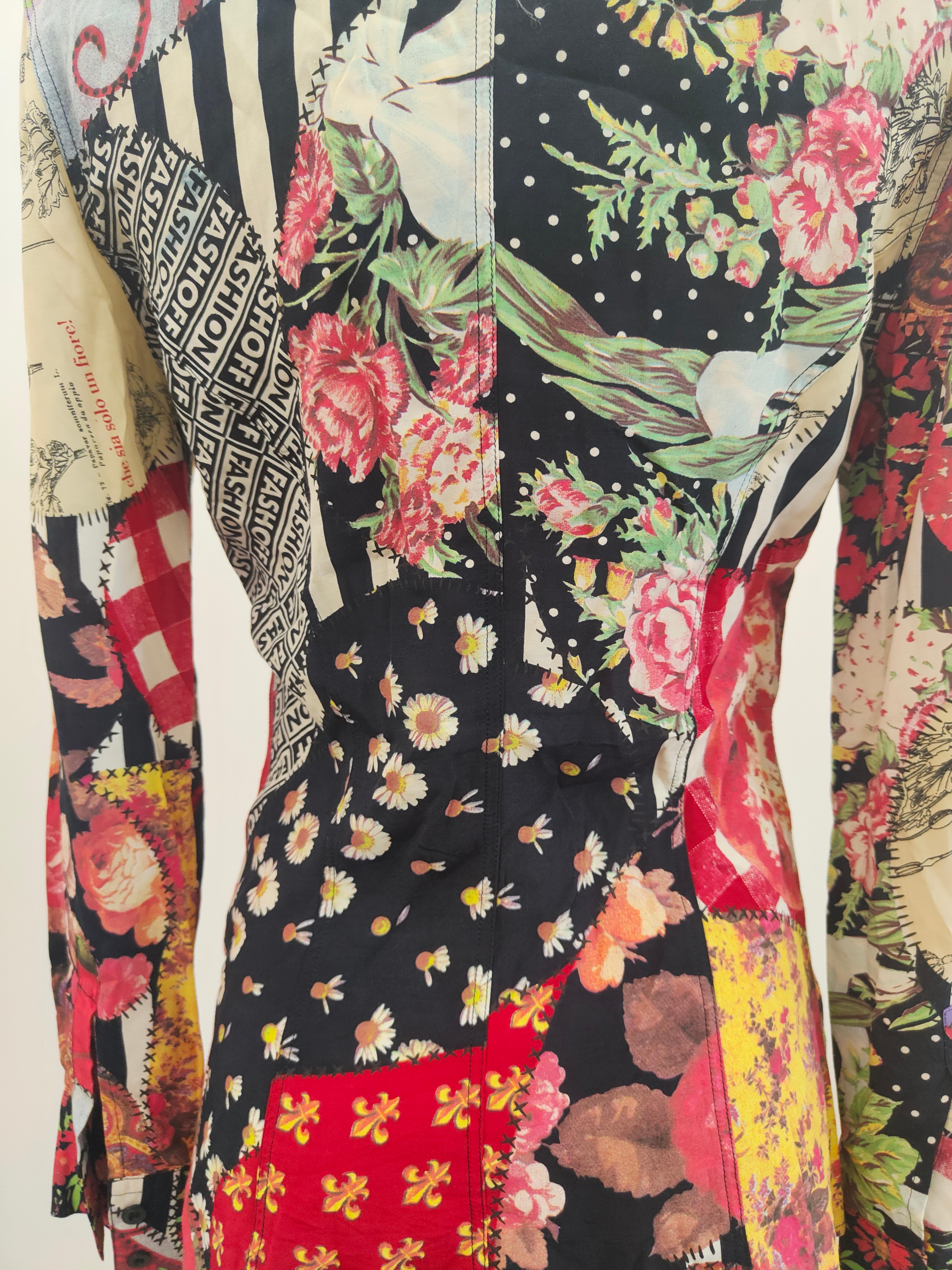 Marrone Moschino fashOn fashOff camicia in viscosa multicolore in vendita