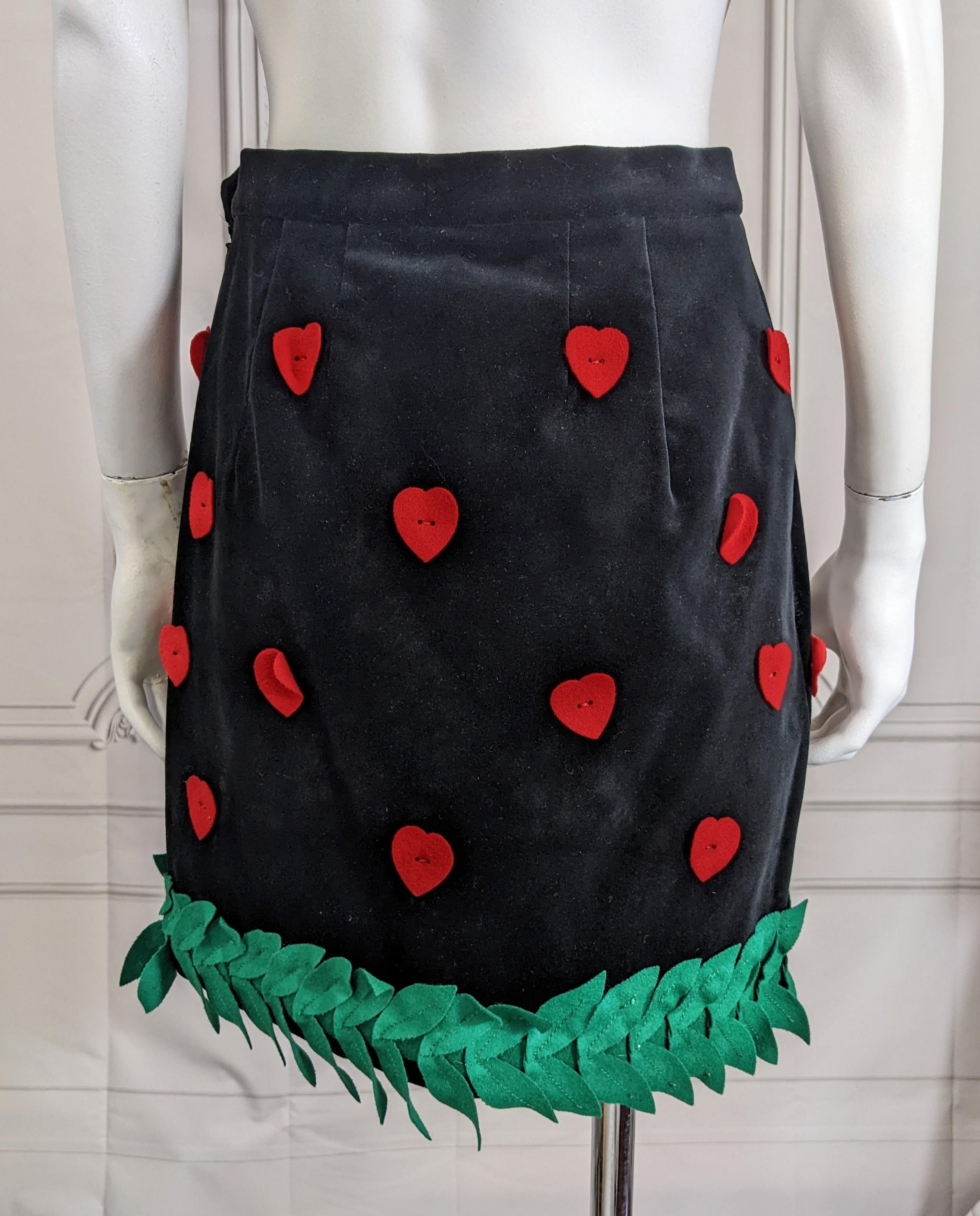 black skirt with red hearts