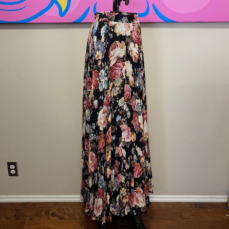 Women's Moschino Floral Knife Pleat Maxi Long Skirt For Sale