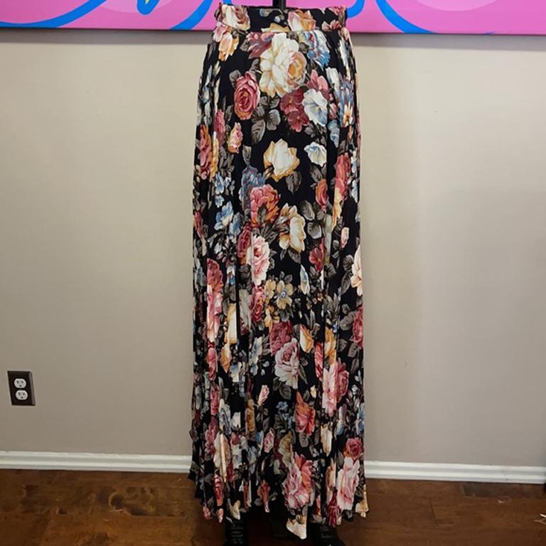 Moschino Floral Knife Pleat Maxi Long Skirt For Sale 1