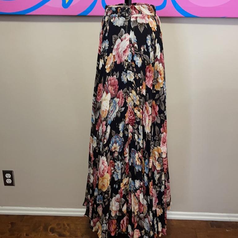 Moschino Floral Knife Pleat Maxi Long Skirt For Sale 2