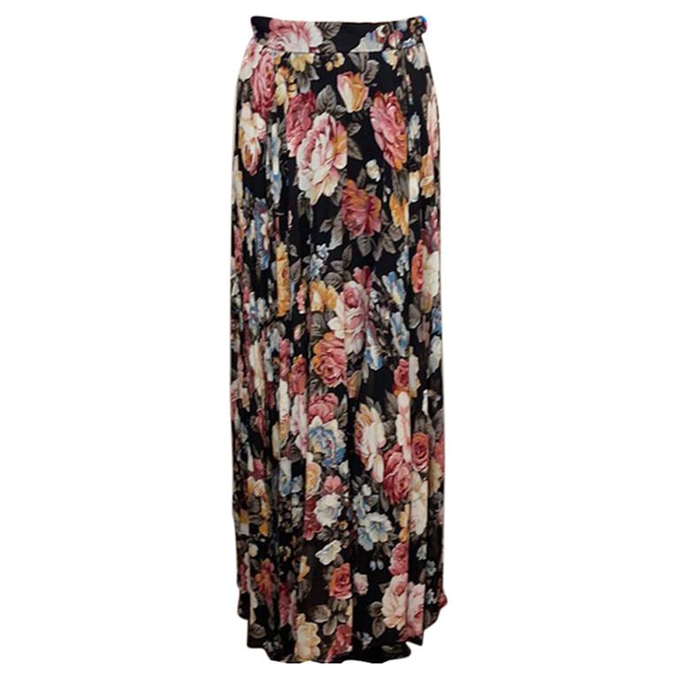 Moschino Floral Knife Pleat Maxi Long Skirt For Sale at 1stDibs