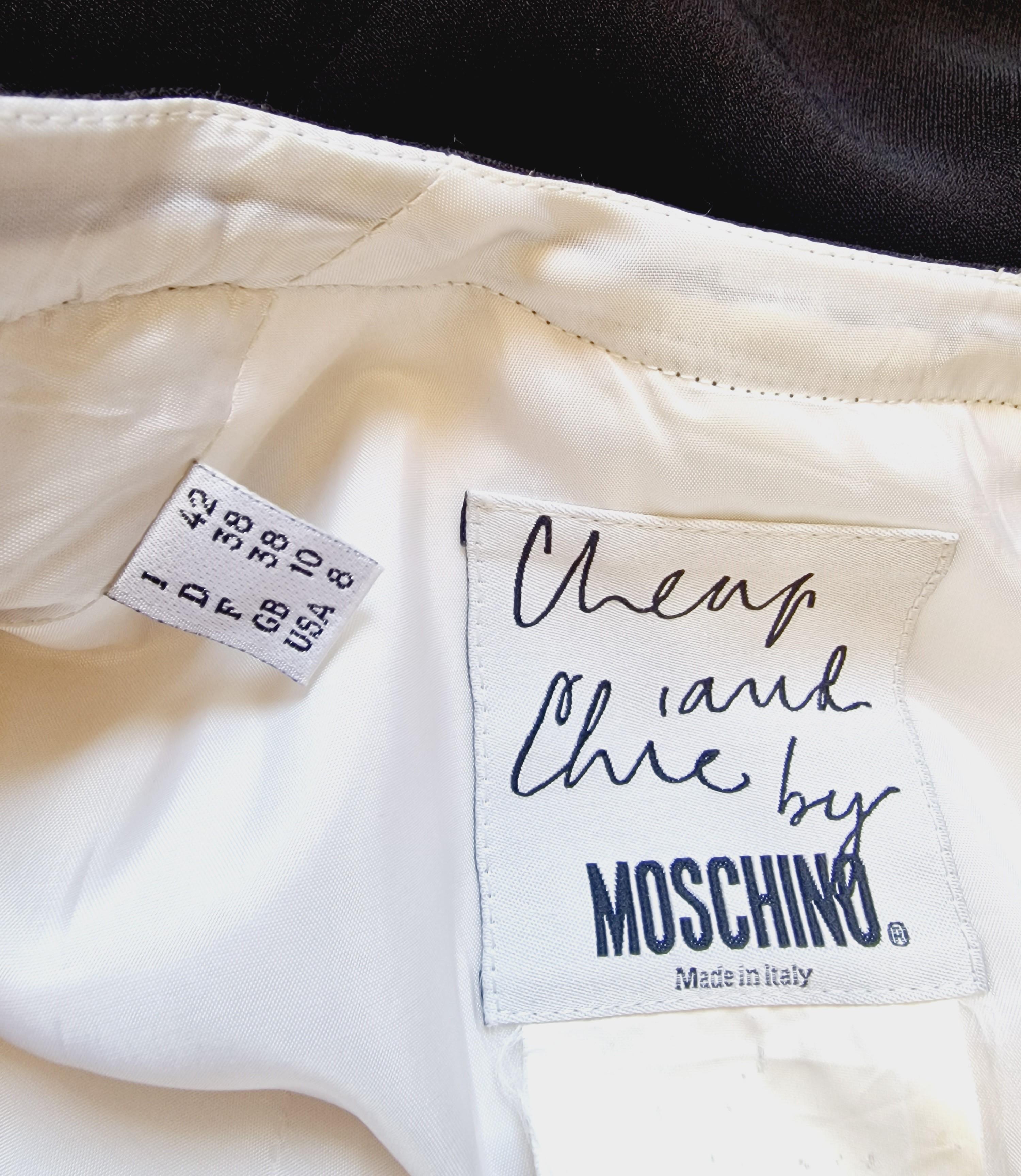 Couture Vintage Schwarz-Weiß Großes Cheap und Chic Kleid mit Blumenmuster von Moschino im Angebot 7
