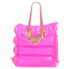 Moschino Fuchsia Inflatable Pool Float PVC Tote Bag Logo Charm Chain Designer