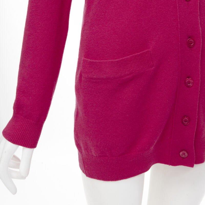 MOSCHINO fuschia pink cashmere crystal jewel cold shoulder cardigan IT38 For Sale 4