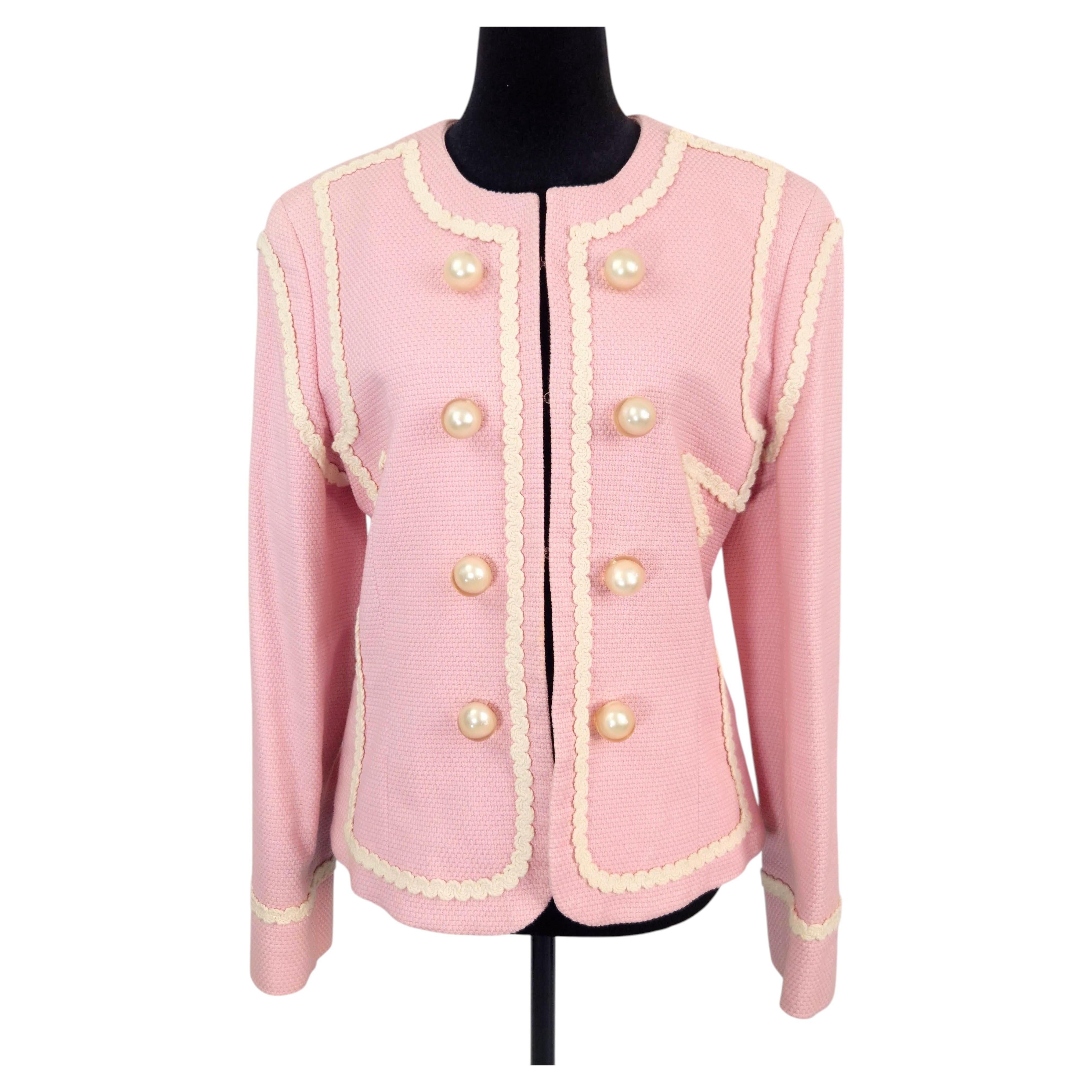 Chaqueta rosa Moschino con forro de margaritas Años 90