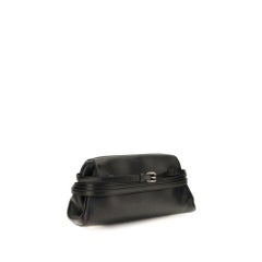 Moschino Goatskin with Buckle Strap Shoulder Bag — Black
