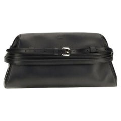 Moschino Goatskin with Buckle Strap Shoulder Bag — Black