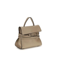 Moschino Goatskin with Removable Wrap Belt Top Handle Bag — Beige