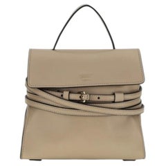 Moschino Goatskin with Removable Wrap Belt Top Handle Bag — Beige