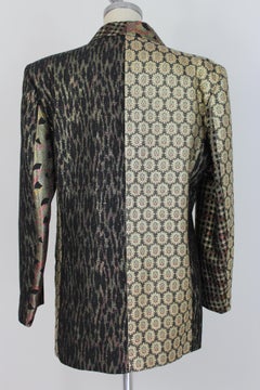 Moschino Gold Black Metal Lamè Floral Evening Jacket 1980s