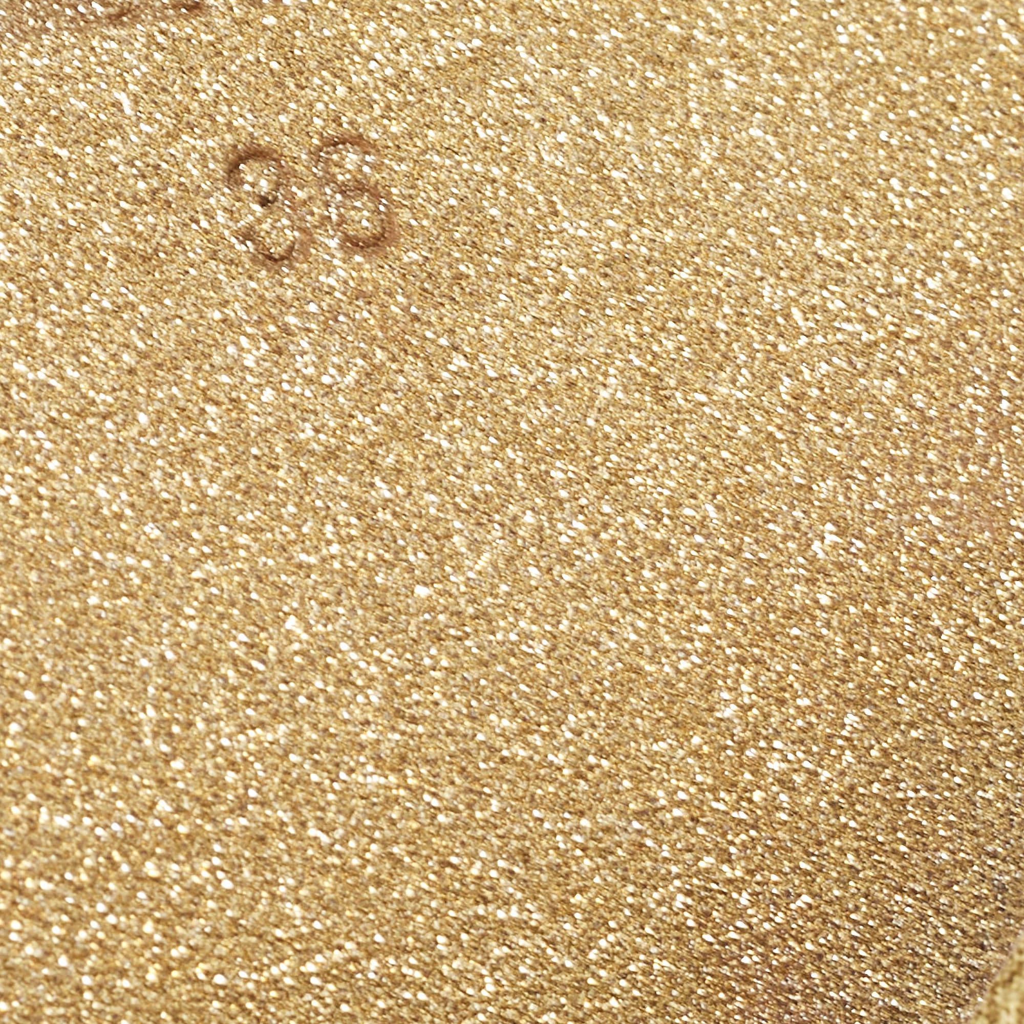 Moschino Gold Glitter Slide Sandals Size 36 en vente 2