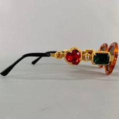 MOSCHINO Gold Grün Rot Schildpatt Juwelen-Sonnenbrille