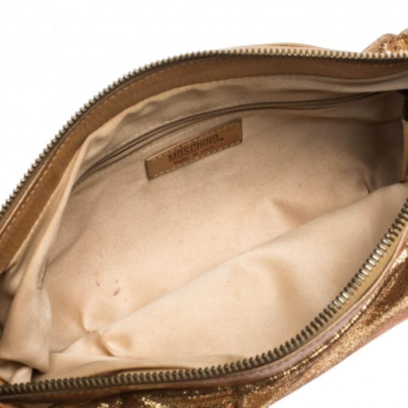 Borsa a tracolla in pelle cangiante oro Moschino in vendita 5