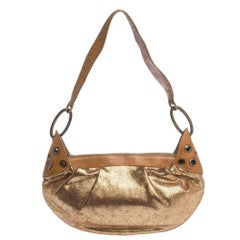 Moschino Bolso de hombro de piel iridiscente dorada