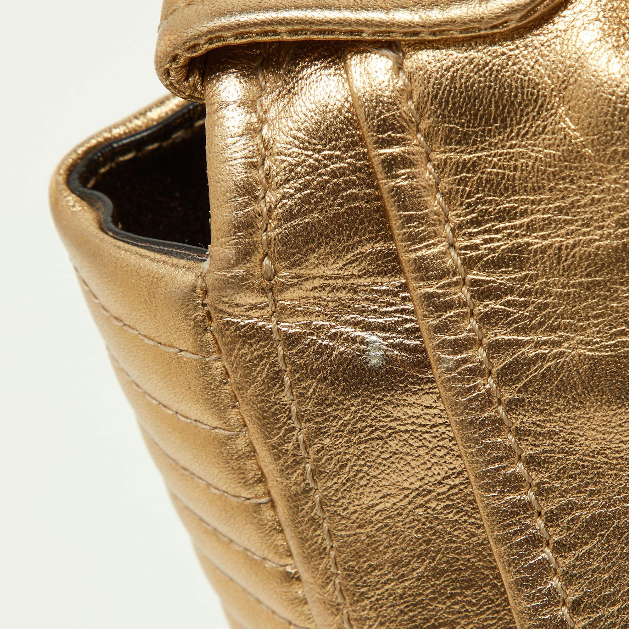 Moschino Gold Leather Large Capsule Biker Jacket Shoulder Bag 5