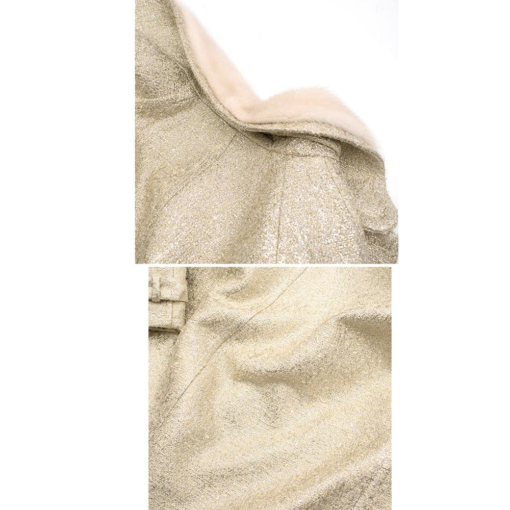 Moschino Gold Metallic Wool blend Coat with Mink Fur Collar 10 UK/ 42 IT 4