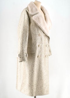 Moschino Gold Metallic Wool blend Coat with Mink Fur Collar 10 UK/ 42 IT