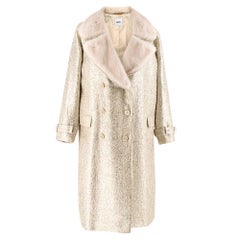 fur collars uk Moschino Gold Metallic Wool blend Coat with Mink Fur Collar 10 UK/ 42 IT