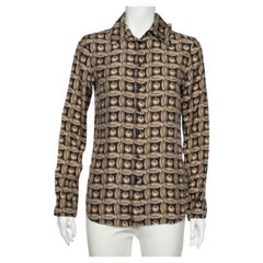 Moschino - Camicia in seta stampata in oro con dettaglio cravatta e bottoni sul davanti M. I.