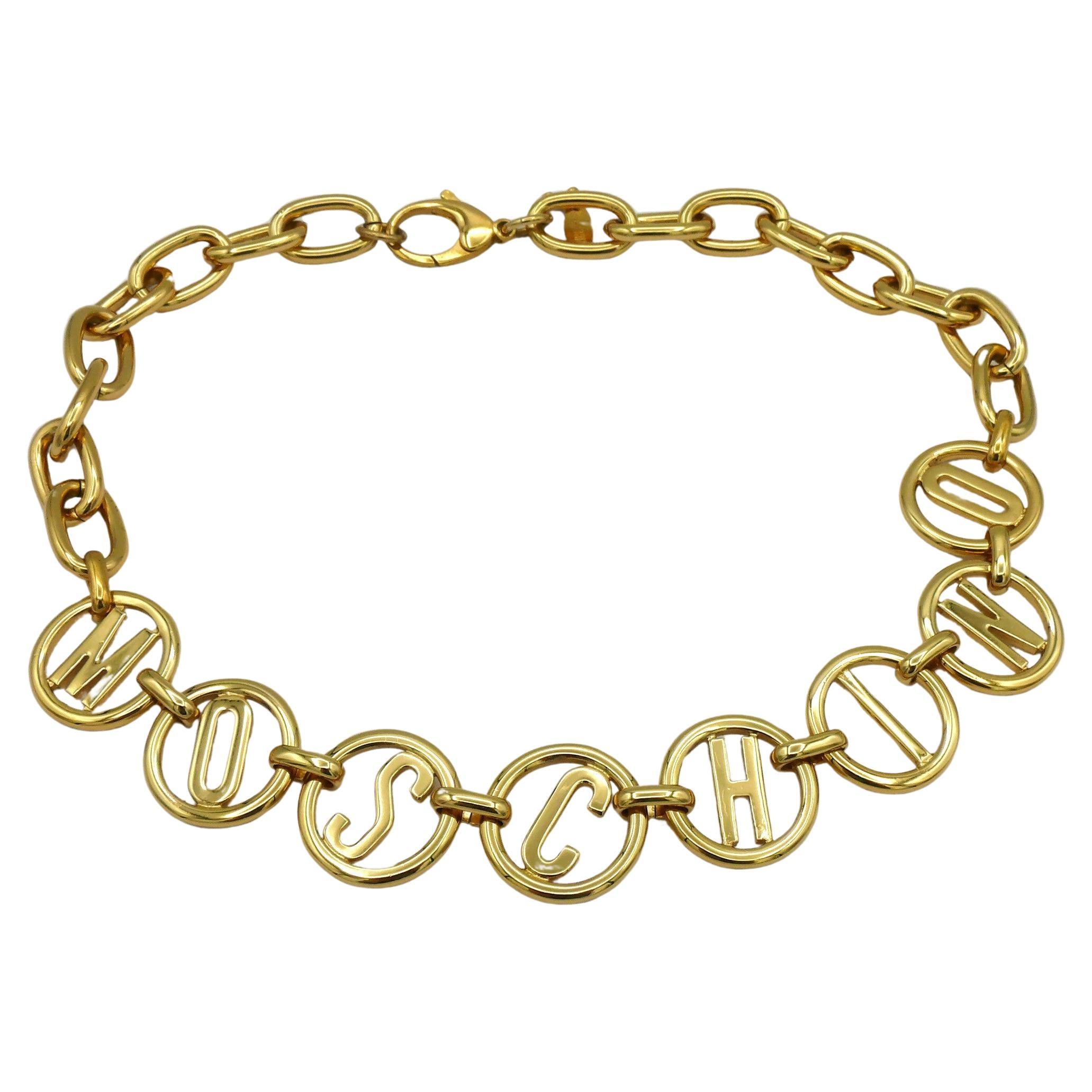 MOSCHINO Gold Tone Chain Necklace For Sale